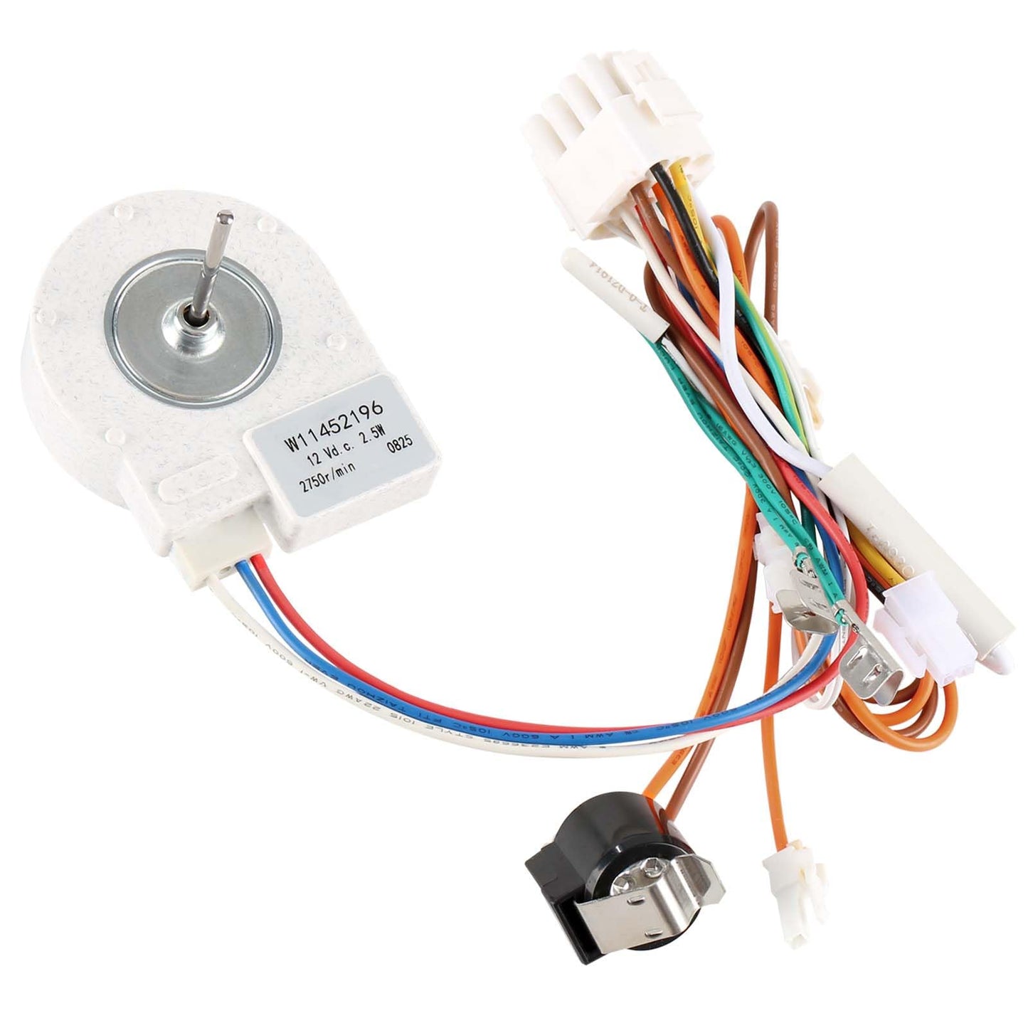 X004HS6Y61 Refrigerator freezer evaporator fan motor with wiring harness and defrost thermostat replacement