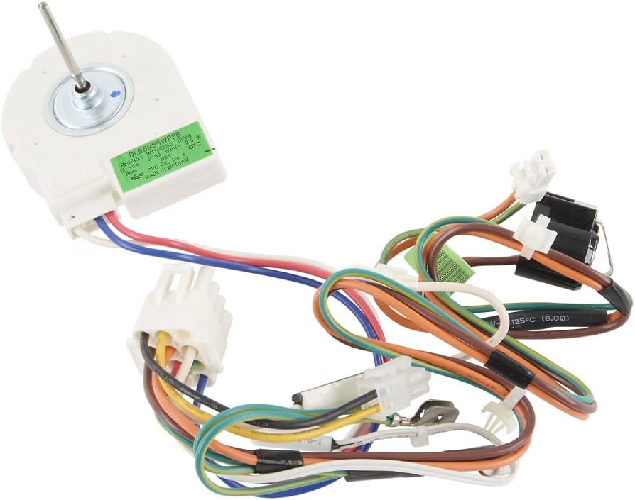 W11578030 Refrigerator freezer evaporator fan motor & wire harness Whirlpool