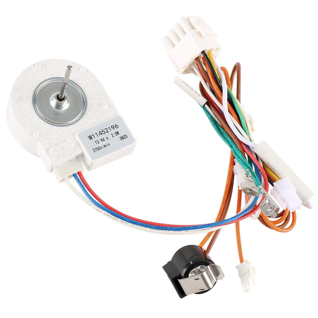 X004HS6Y61 Refrigerator freezer evaporator fan motor with wiring harness and defrost thermostat replacement